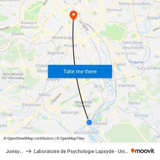 Juvisy RER to Laboratoire de Psychologie Lapsydé - Université de Paris map