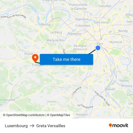 Luxembourg to Greta Versailles map