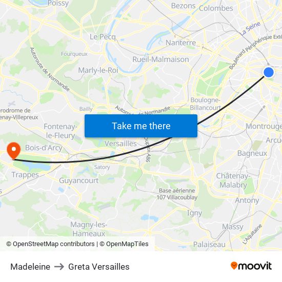 Madeleine to Greta Versailles map