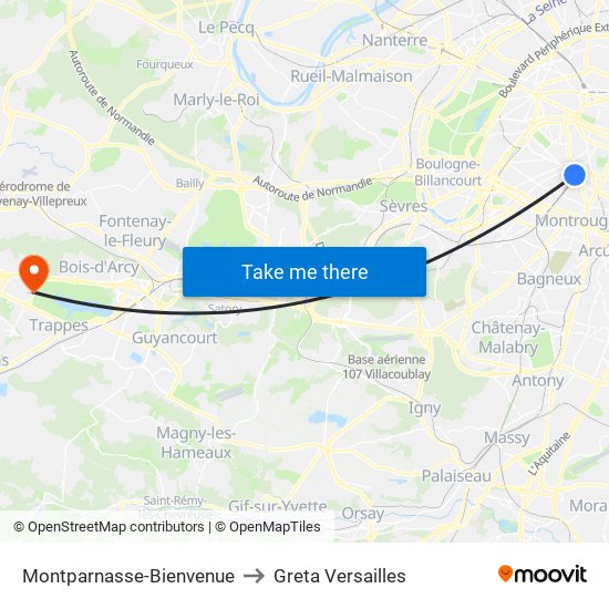 Montparnasse-Bienvenue to Greta Versailles map