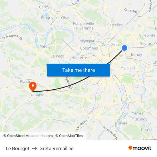 Le Bourget to Greta Versailles map