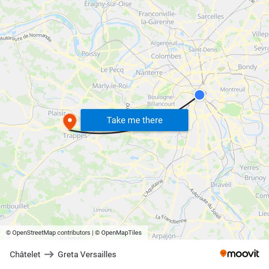 Châtelet to Greta Versailles map