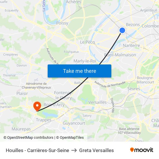 Houilles - Carrières-Sur-Seine to Greta Versailles map