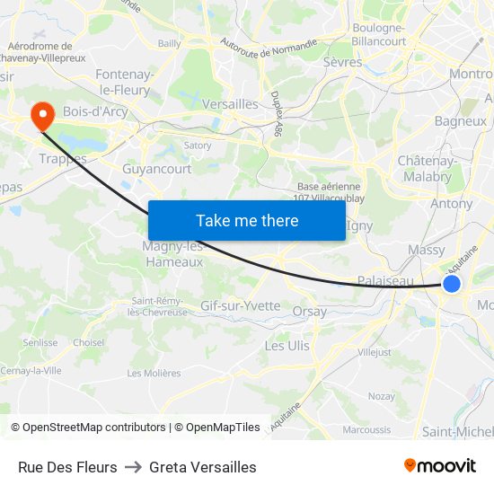 Rue Des Fleurs to Greta Versailles map
