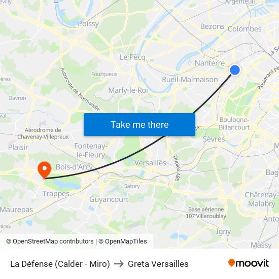 La Défense (Calder - Miro) to Greta Versailles map