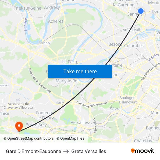 Gare D'Ermont-Eaubonne to Greta Versailles map