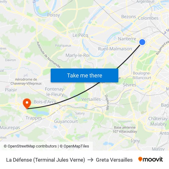 La Défense (Terminal Jules Verne) to Greta Versailles map