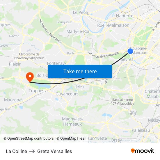 La Colline to Greta Versailles map
