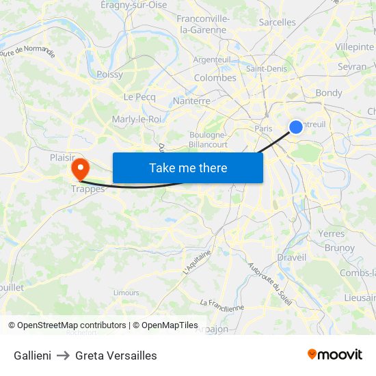 Gallieni to Greta Versailles map