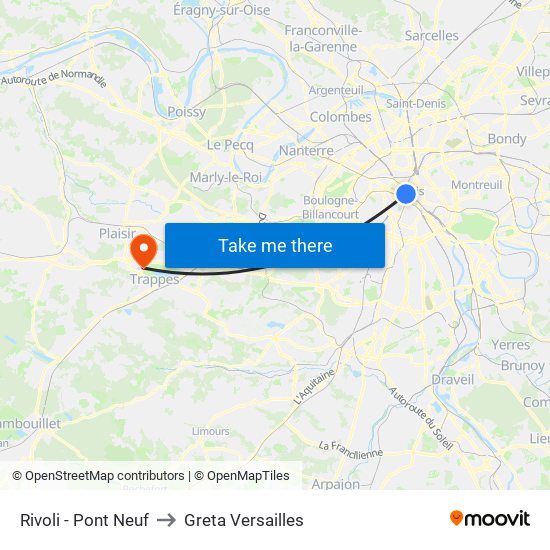Rivoli - Pont Neuf to Greta Versailles map
