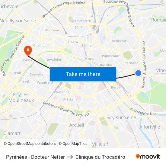 Pyrénées - Docteur Netter to Clinique du Trocadéro map