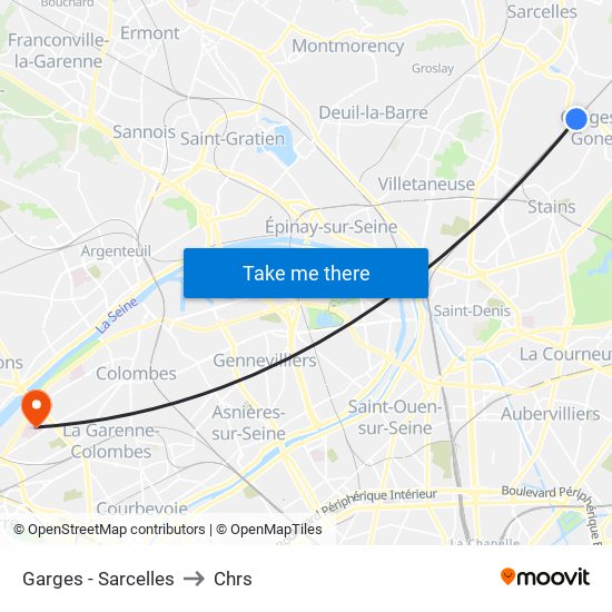 Garges - Sarcelles to Chrs map