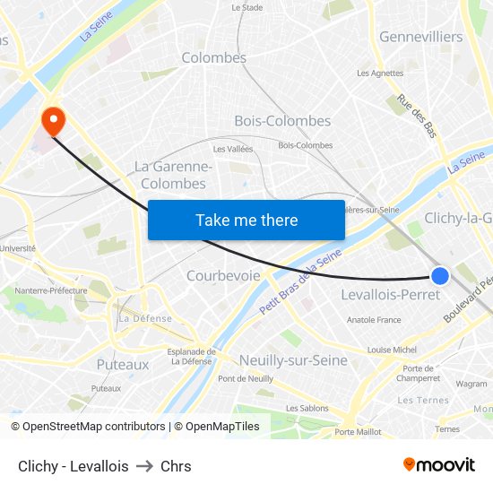 Clichy - Levallois to Chrs map