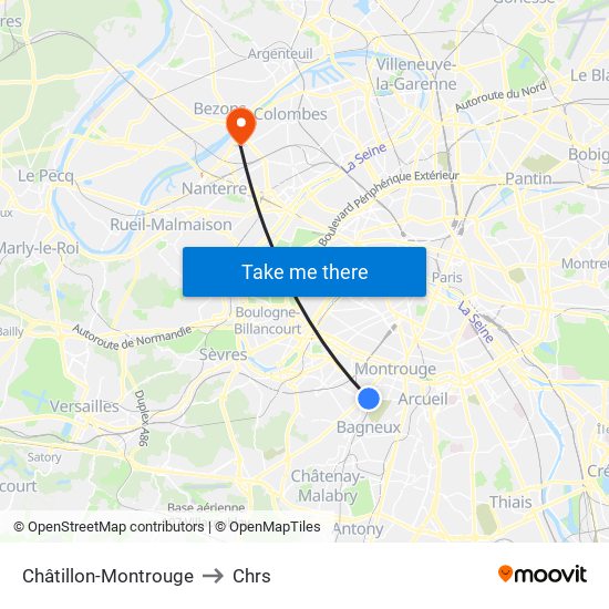 Châtillon-Montrouge to Chrs map