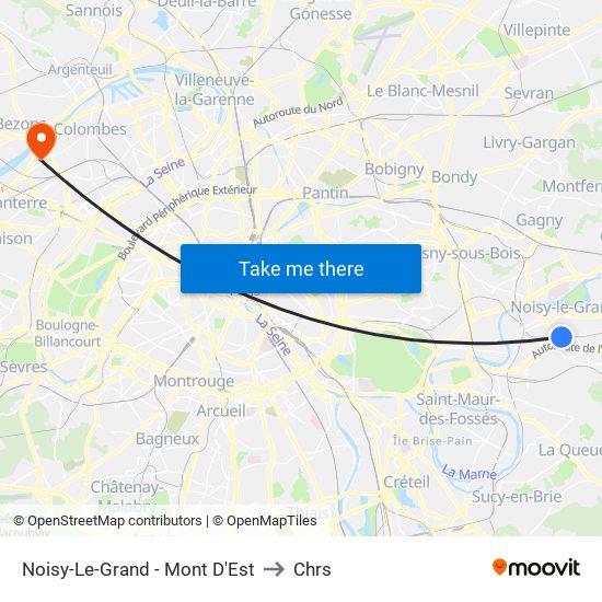 Noisy-Le-Grand - Mont D'Est to Chrs map