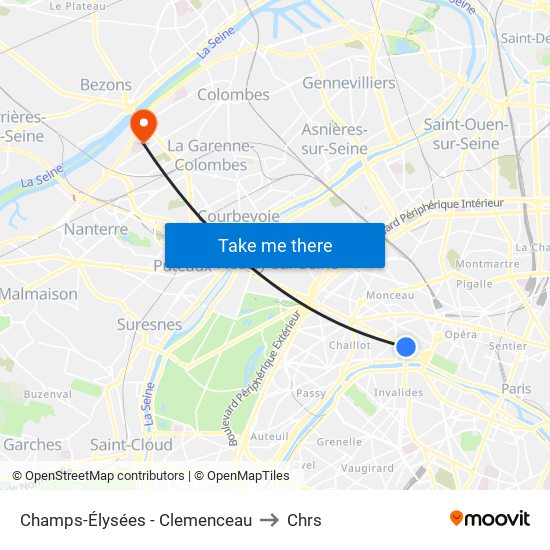 Champs-Élysées - Clemenceau to Chrs map