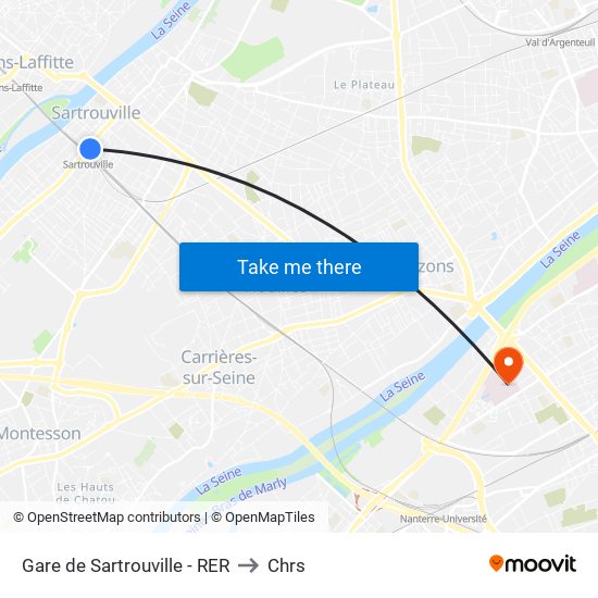 Gare de Sartrouville - RER to Chrs map