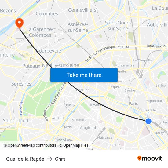 Quai de la Rapée to Chrs map