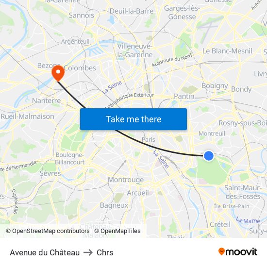 Avenue du Château to Chrs map