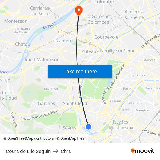 Cours de L'Ile Seguin to Chrs map