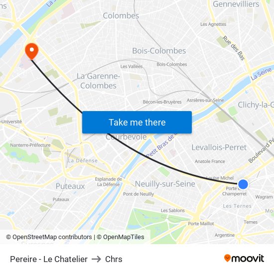 Pereire - Le Chatelier to Chrs map