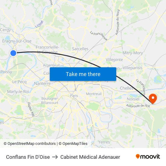 Conflans Fin D'Oise to Cabinet Médical Adenauer map