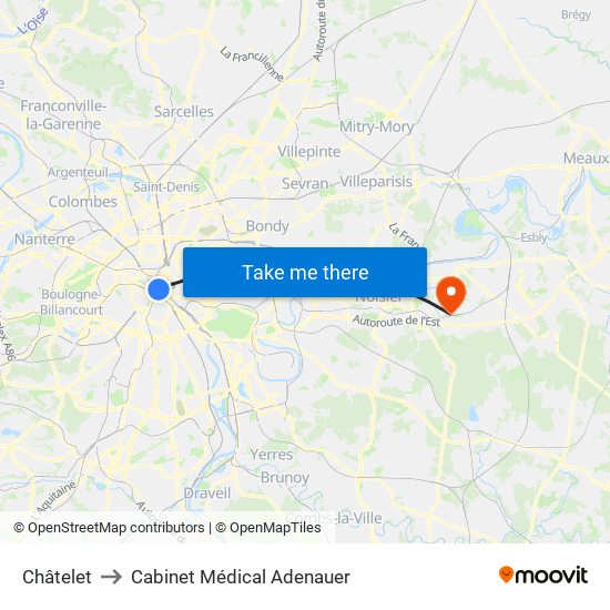 Châtelet to Cabinet Médical Adenauer map