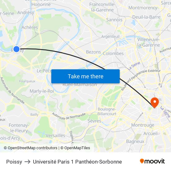 Poissy to Université Paris 1 Panthéon-Sorbonne map