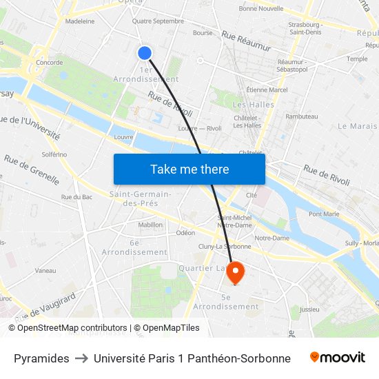 Pyramides to Université Paris 1 Panthéon-Sorbonne map