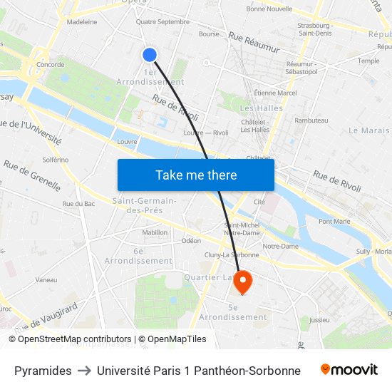 Pyramides to Université Paris 1 Panthéon-Sorbonne map