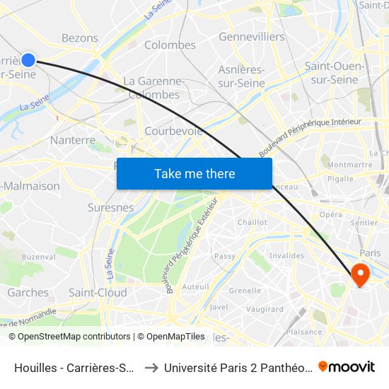Houilles - Carrières-Sur-Seine to Université Paris 2 Panthéon-Assas map