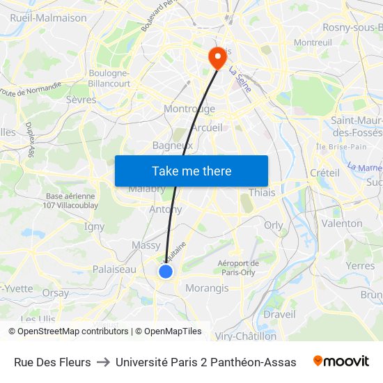 Rue Des Fleurs to Université Paris 2 Panthéon-Assas map