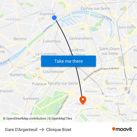 Gare D'Argenteuil to Clinique Bizet map