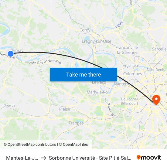Mantes-La-Jolie to Sorbonne Université - Site Pitié-Salpétrière map