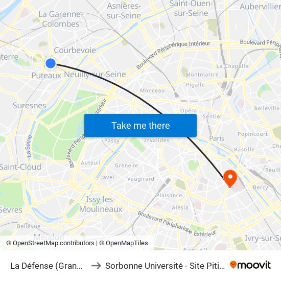 La Défense (Grande Arche) to Sorbonne Université - Site Pitié-Salpétrière map