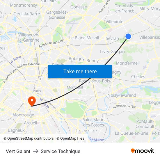 Vert Galant to Service Technique map