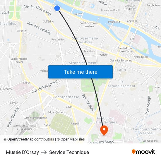 Musée D'Orsay to Service Technique map