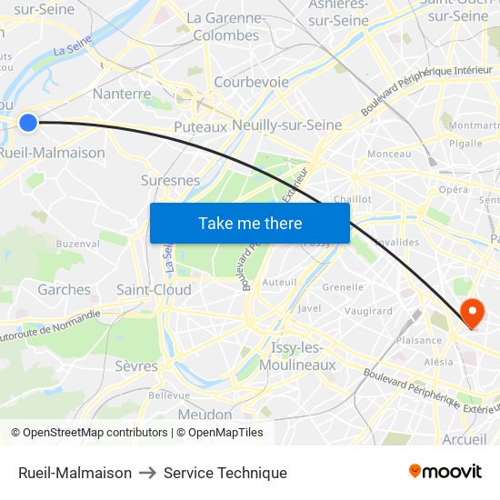 Rueil-Malmaison to Service Technique map