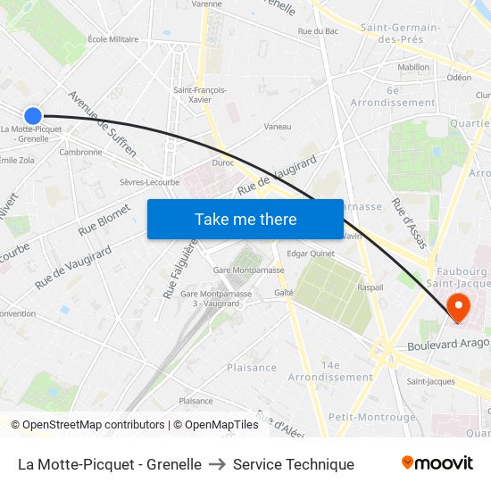 La Motte-Picquet - Grenelle to Service Technique map