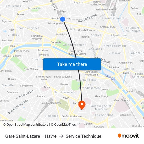 Gare Saint-Lazare – Havre to Service Technique map