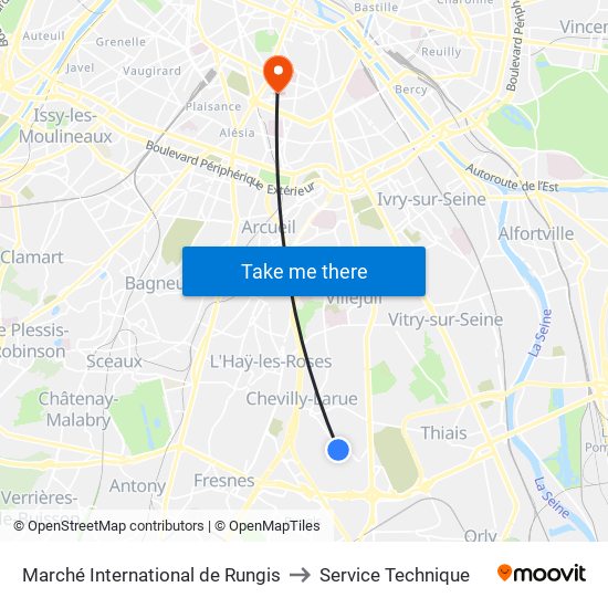 Marché International de Rungis to Service Technique map