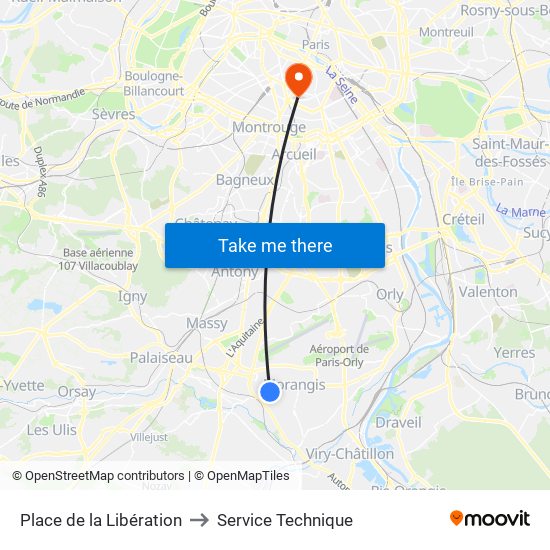 Place de la Libération to Service Technique map