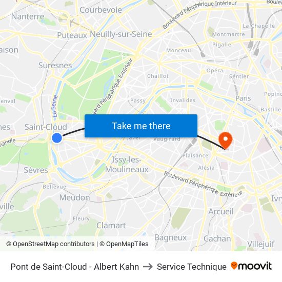Pont de Saint-Cloud - Albert Kahn to Service Technique map