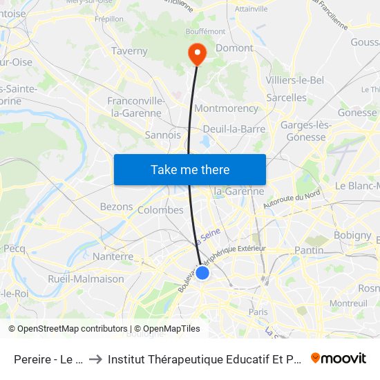 Pereire - Le Chatelier to Institut Thérapeutique Educatif Et Pédagogique la Mayotte map