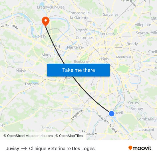 Juvisy to Clinique Vétérinaire Des Loges map