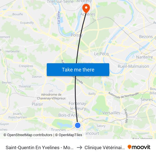 Saint-Quentin En Yvelines - Montigny-Le-Bretonneux to Clinique Vétérinaire Des Loges map