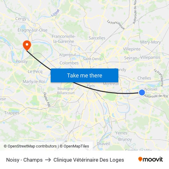 Noisy - Champs to Clinique Vétérinaire Des Loges map