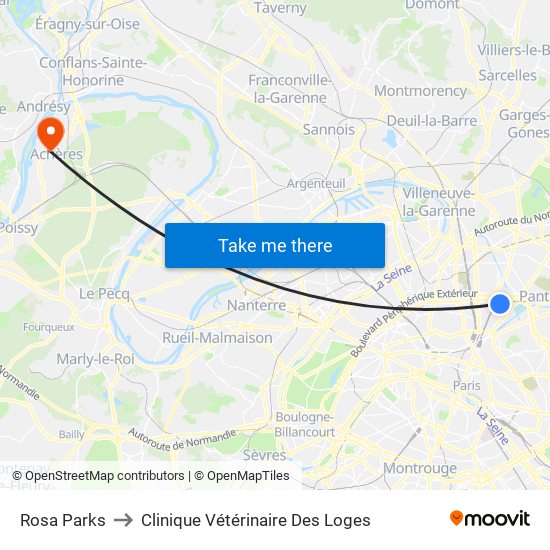 Rosa Parks to Clinique Vétérinaire Des Loges map