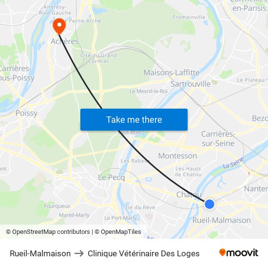 Rueil-Malmaison to Clinique Vétérinaire Des Loges map