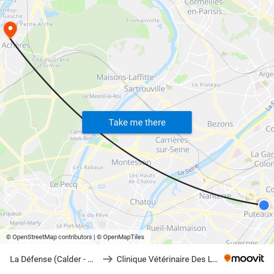 La Défense (Calder - Miro) to Clinique Vétérinaire Des Loges map